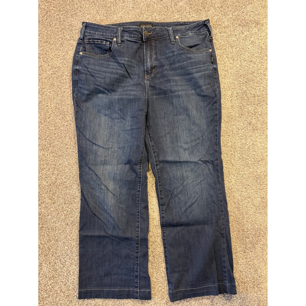 Silver Jeans Co.‎ Avery Trouser Womens 18W Blue Dark Wash High Rise Straight Leg